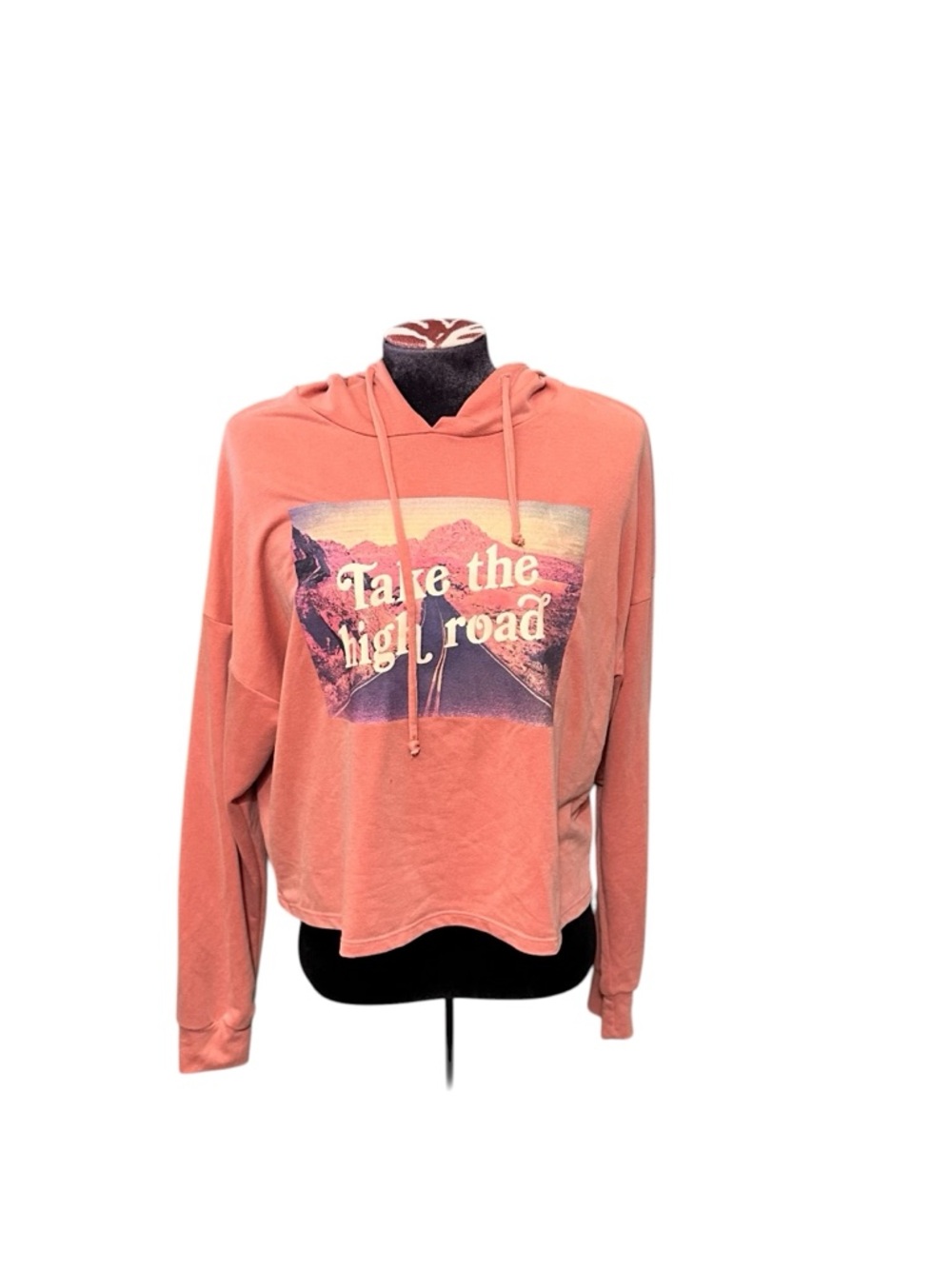 Altar’d State Orange Pink Graphic Hoodie Sweatshirt Size Medium